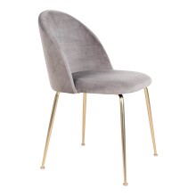 Polsterstuhl >Geneva< (2er-Set) in Grau, Velour - 51x78x52cm (BxHxT)