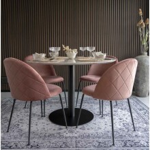 Polsterstuhl >Geneva< (2er-Set) in Rosa, Velour - 51x78x52cm (BxHxT)
