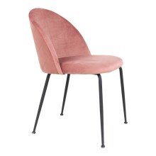 Polsterstuhl >Geneva< (2er-Set) in Rosa, Velour - 51x78x52cm (BxHxT)