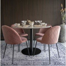 Polsterstuhl >Geneva< (2er-Set) in Rosa, Velour - 51x78x52cm (BxHxT)