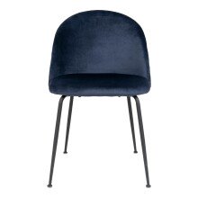 Polsterstuhl >Geneva< (2er-Set) in Blau, Velour - 51x78x52cm (BxHxT)