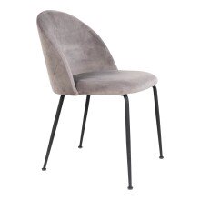 Polsterstuhl >Geneva< (2er-Set) in Grau, Velour - 51x78x52cm (BxHxT)