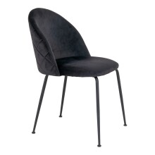 Polsterstuhl >Geneva< (2er-Set) in Schwarz, Velour - 51x78x52cm (BxHxT)