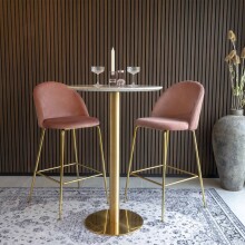 Barhocker >Lausanne< (2er-Set) in Rosa, Velour - 55x108x60cm (BxHxT)