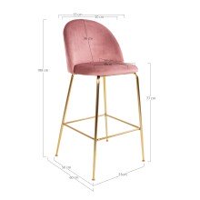 Barhocker >Lausanne< (2er-Set) in Rosa, Velour - 55x108x60cm (BxHxT)