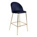 Barhocker >Lausanne< (2er-Set) in Blau, Velour - 55x108x60cm (BxHxT)