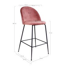 Barhocker >Lausanne< (2er-Set) in Rosa, Velour - 55x108x60cm (BxHxT)