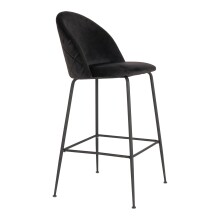 Barhocker >Lausanne< (2er-Set) in Schwarz, Velour - 55x108x60cm (BxHxT)