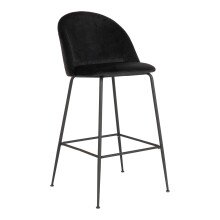 Barhocker >Lausanne< (2er-Set) in Schwarz, Velour - 55x108x60cm (BxHxT)