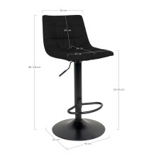 Barhocker >Middelfart< (2er-Set) in Schwarz, Velour - 43x108x43cm (BxHxT)