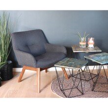 Relaxsessel >London< in Grau, Stoff - 63x73x65cm...