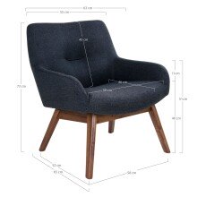 Relaxsessel >London< in Grau, Stoff - 63x73x65cm (BxHxT)