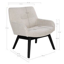 Relaxsessel >London< in Beige, Stoff - 63x73x65cm (BxHxT)