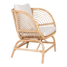 Loungesessel >Sago< in Natur / Weiß, Rattan - 72x75x63cm (BxHxT)