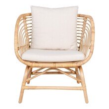 Loungesessel >Sago< in Natur / Weiß, Rattan -...
