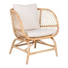 Loungesessel >Sago< in Natur / Weiß, Rattan -...