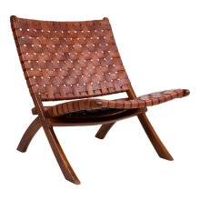 Relaxsessel >Perugia< in Braun, Leder - 66x73x74cm...