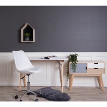 Bürostuhl >Stavanger< in Weiss, Glattlederoptik - 48x94x54cm (BxHxT)