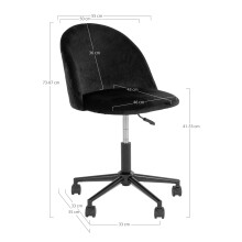 Bürostuhl >Geneve< in Schwarz, Velour - 55x87x55cm (BxHxT)