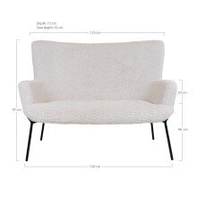 2-Sitzer >Glasgow< in Weiss, Stoff - 128x97x73cm (BxHxT)