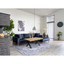 Ecksofa >Lido< in Dunkelblau, Velour - 290x76x92cm...