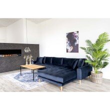 Ecksofa >Lido< in Dunkelblau, Velour - 290x76x92cm (BxHxT)