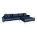 Ecksofa >Lido< in Dunkelblau, Velour - 290x76x92cm (BxHxT)