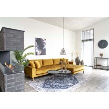 Ecksofa >Lido< in Senfgelb, Velour - 290x76x92cm (BxHxT)