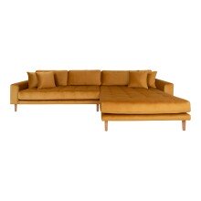 Ecksofa >Lido< in Senfgelb, Velour - 290x76x92cm...