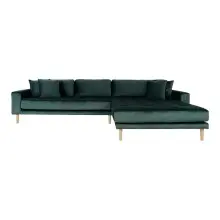 Ecksofa >Lido< in Grün, Velour - 290x76x92cm...