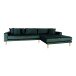 Ecksofa >Lido< in Grün, Velour - 290x76x92cm (BxHxT)
