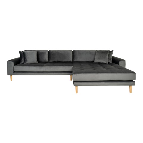 Ecksofa >Lido< in Grau, Velour - 290x76x92cm (BxHxT)