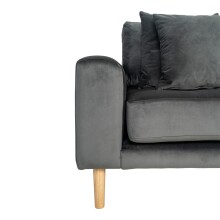 Ecksofa >Lido< in Grau, Velour - 290x76x92cm (BxHxT)