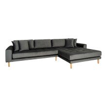 Ecksofa >Lido< in Grau, Velour - 290x76x92cm (BxHxT)