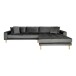 Ecksofa >Lido< in Grau, Velour - 290x76x92cm (BxHxT)