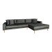 Ecksofa >Lido< in Grau, Velour - 290x76x92cm (BxHxT)