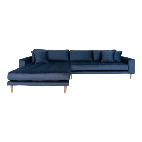 Ecksofa >Lido< in Dunkelblau, Velour - 290x76x92cm (BxHxT)
