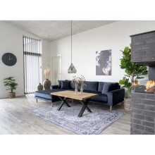 Ecksofa >Lido< in Dunkelblau, Velour - 290x76x92cm (BxHxT)