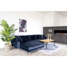 Ecksofa >Lido< in Dunkelblau, Velour - 290x76x92cm (BxHxT)
