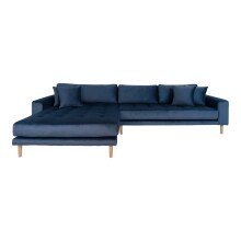 Ecksofa >Lido< in Dunkelblau, Velour - 290x76x92cm...