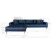 Ecksofa >Lido< in Dunkelblau, Velour - 290x76x92cm (BxHxT)