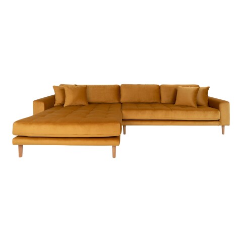 Ecksofa >Lido< in Senfgelb, Velour - 290x76x92cm (BxHxT)