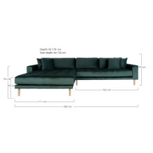 Ecksofa >Lido< in Grün, Velour - 290x76x92cm (BxHxT)