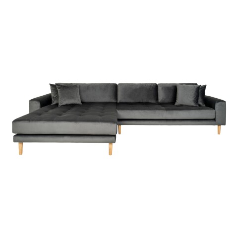 Ecksofa >Lido< in Grau, Velour - 290x76x92cm (BxHxT)