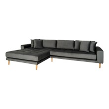 Ecksofa >Lido< in Grau, Velour - 290x76x92cm (BxHxT)