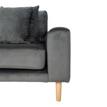 Ecksofa >Lido< in Grau, Velour - 290x76x92cm (BxHxT)