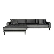 Ecksofa >Lido< in Grau, Velour - 290x76x92cm (BxHxT)