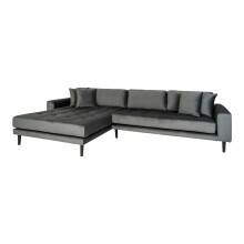 Ecksofa >Lido< in Grau, Velour - 290x76x92cm (BxHxT)