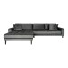 Ecksofa >Lido< in Grau, Velour - 290x76x92cm (BxHxT)