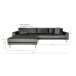 Ecksofa >Lido< in Grau, Velour - 290x76x92cm (BxHxT)